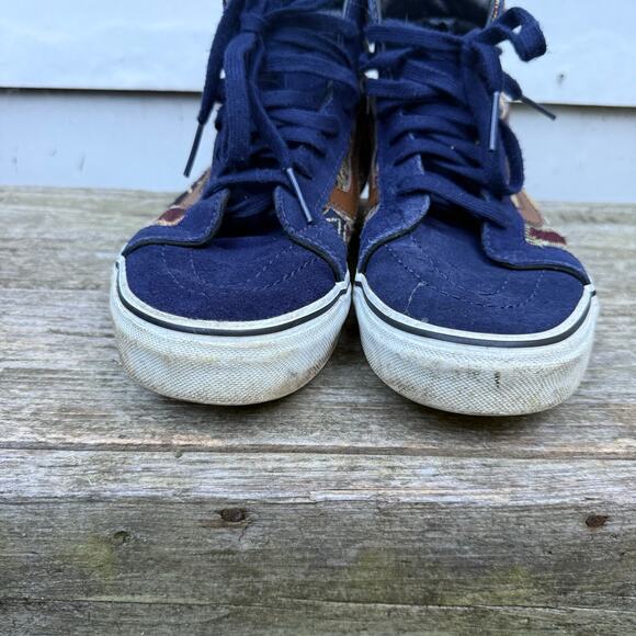Vans Hi Top Sneakers Blue Suede 90s Vintage Tapestry Mrs Doubtfire M7.5/W9 - Picture 3 of 8